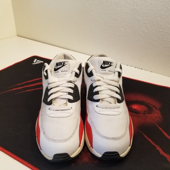 Nike AirMax 90 GS White/Black/Light Crimson/Grey - Picture 4 of 5